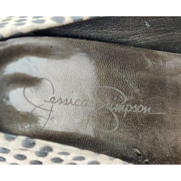 Stiletto Heeled Pumps Leather Polk Dot Accents Metallic Heel Jessica Simpson - Picture 10 of 12